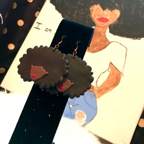 Afro Clay Earrings - Picture 3 of 3
